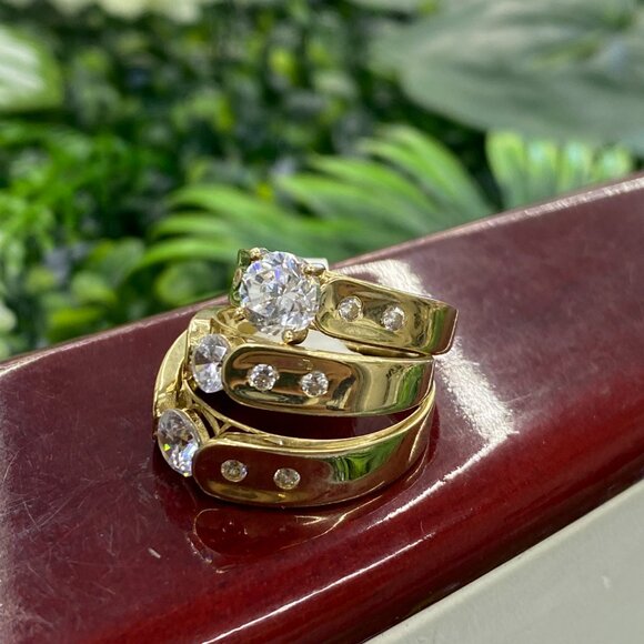 Juego Anillos de Matrimonio De Oro 10K Para Hombres y Mujeres Wedding Band	 Jueg - Picture 7 of 10